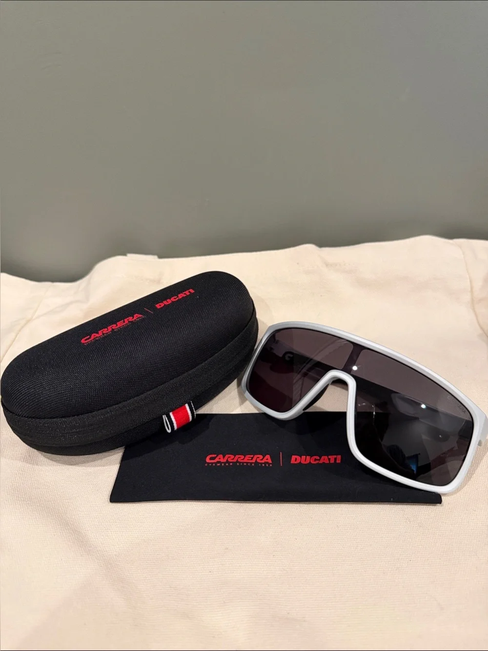 Carrera White Frame Sunglasses with Dark Lenses